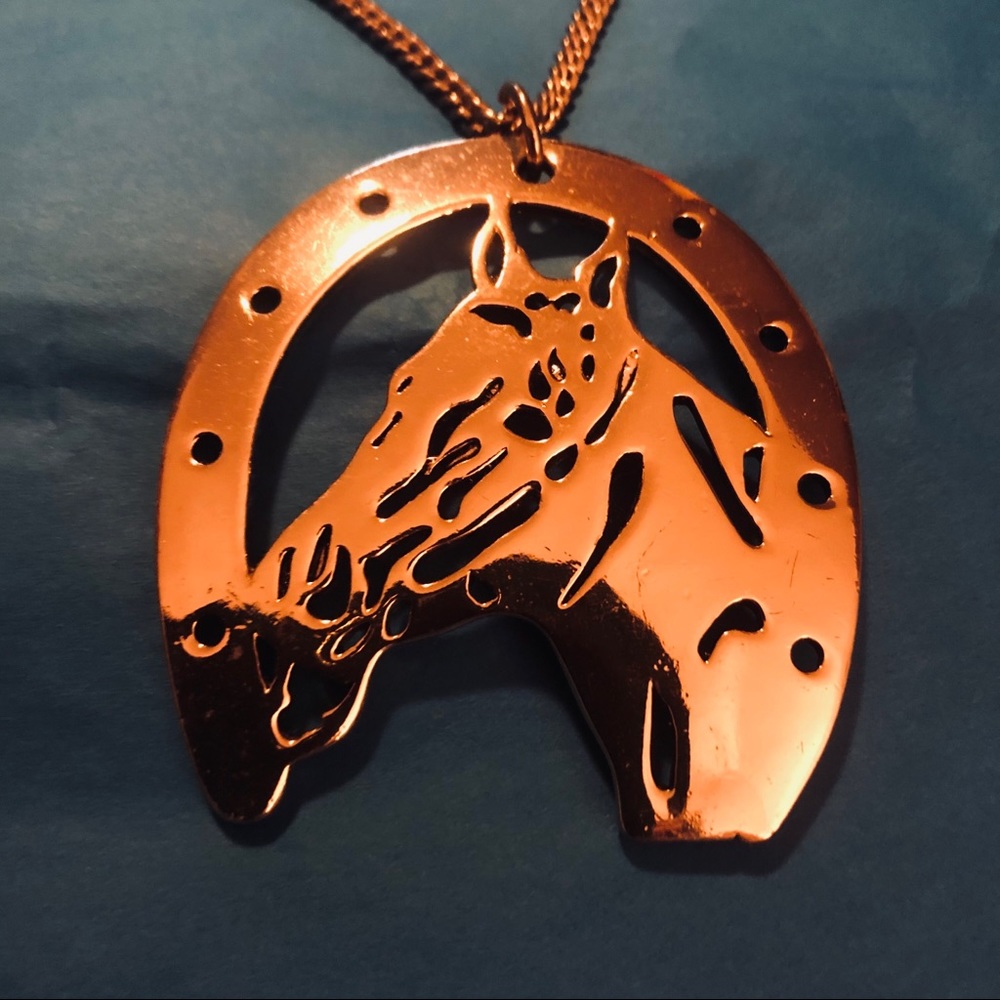 VINTAGE Faux Gold 24” HORSESHOE Lucky Necklace!
